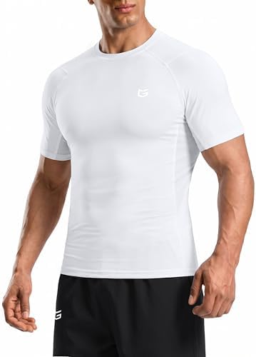 Men's short sleeve compression tee, white