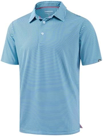 Men's short sleeve golf polo, aqua stripe