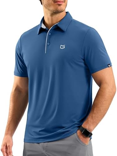 Men's short sleeve golf polo, indigo