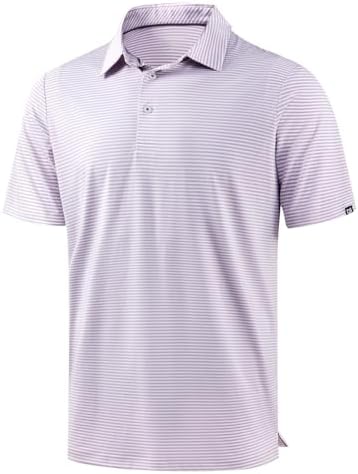 Men's short sleeve golf polo, lavender stripe