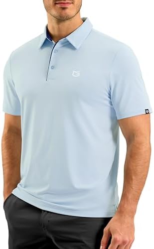 Men's short sleeve golf polo, light blue