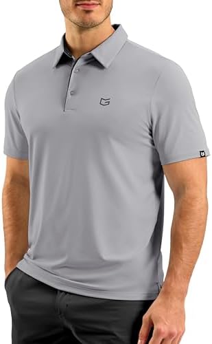 Men's short sleeve golf polo, light grey