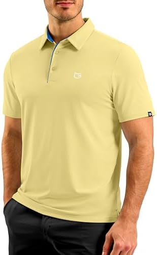 Men's short sleeve golf polo, light yellow