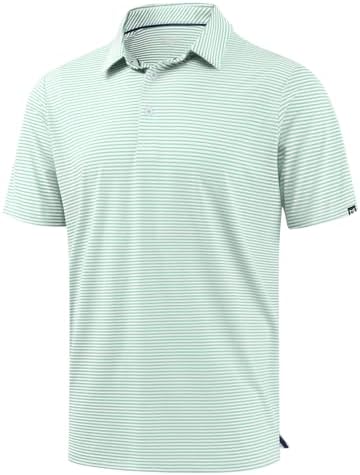 Men's short sleeve golf polo, mint green stripe