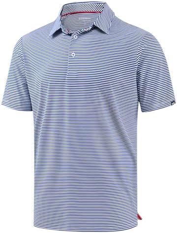Men's short sleeve golf polo, navy blue stripe