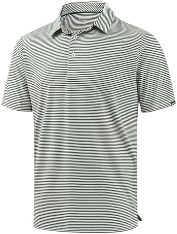 Men's short sleeve golf polo, olive stripe