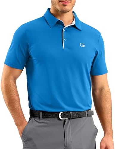 Men's short sleeve golf polo, sky blue