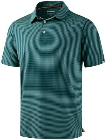 Men's short sleeve golf polo, turquoise stripe