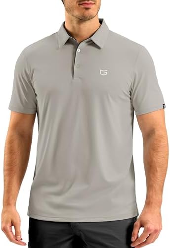 Men's short sleeve golf polo, warm ash grey