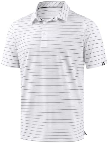Men's short sleeve golf polo, wide white stripe