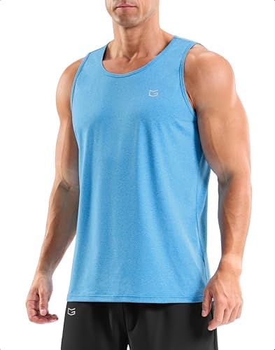 Men's sleeveless workout tank, blue heather