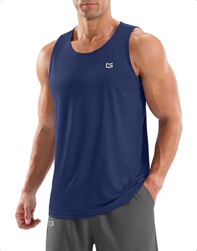 Men's sleeveless workout tank, dark blue