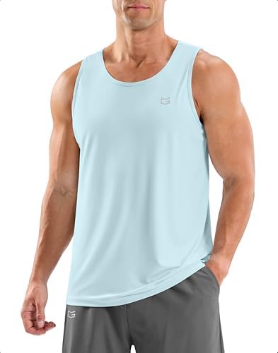 Men's sleeveless workout tank, light blue