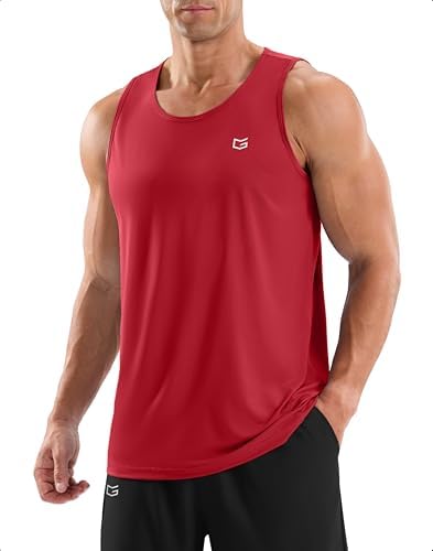 Men's sleeveless workout tank, red