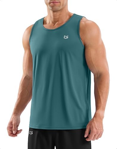 Men's sleeveless workout tank, teal