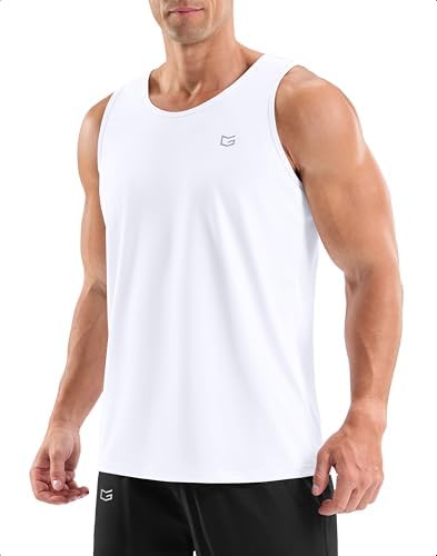 Men's sleeveless workout tank, white