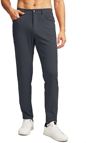 Men's slim-fit golf pants, six pockets, dark grey