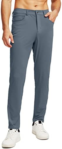 Men's slim-fit golf pants, six pockets, dusty blue