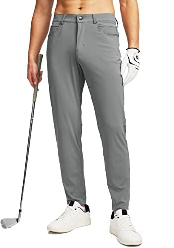 Men's slim-fit golf pants, six pockets, light grey