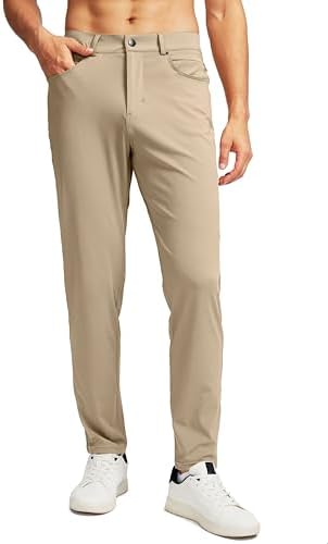 Men's slim-fit golf pants, six pockets, light khaki
