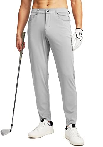 Men's slim-fit golf pants, six pockets, silver grey
