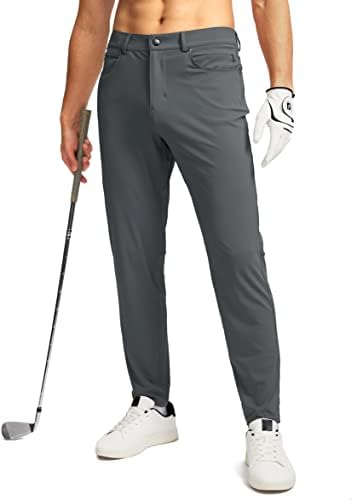 Men's slim-fit golf pants, six pockets, steel grey