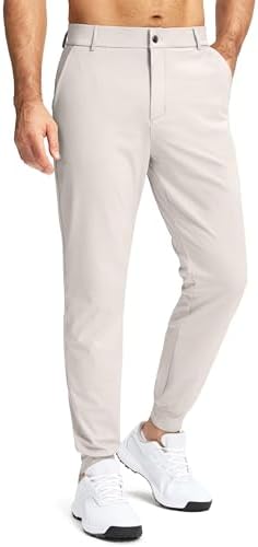 Men's stretch golf joggers, slim fit, bone