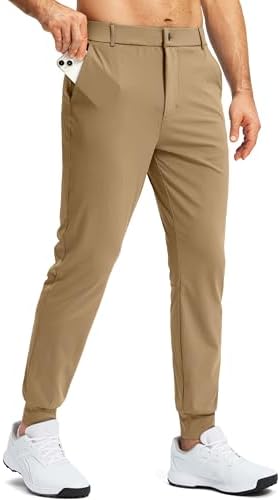 Men's stretch golf joggers, slim fit, khaki sand