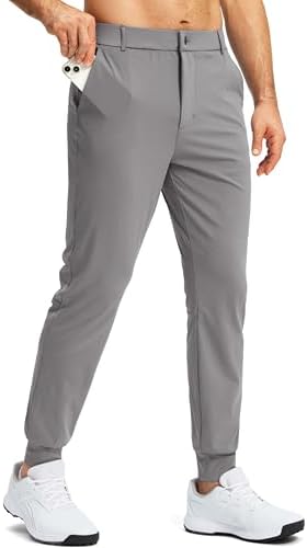 Men's stretch golf joggers, slim fit, light grey