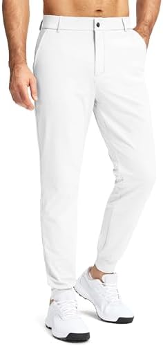 Men's stretch golf joggers, slim fit, white