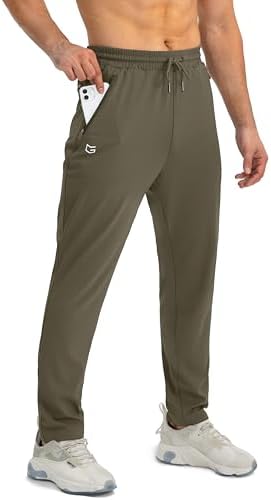 Men's tapered joggers, zip pockets, army green