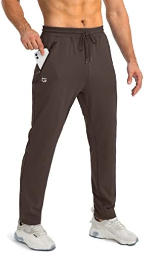 Men's tapered joggers, zip pockets, brown