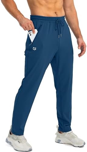 Men's tapered joggers, zip pockets, dark blue