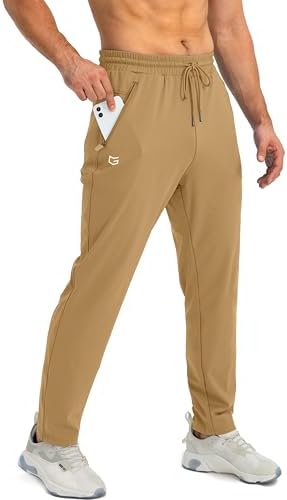 Men's tapered joggers, zip pockets, dark khaki