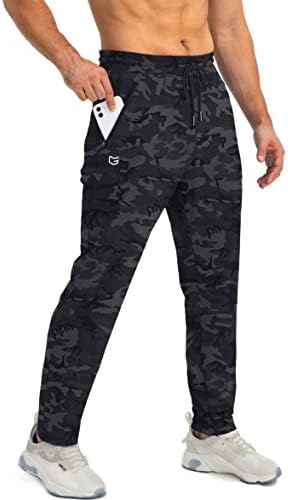 Men's tapered joggers, zip pockets, grey camo