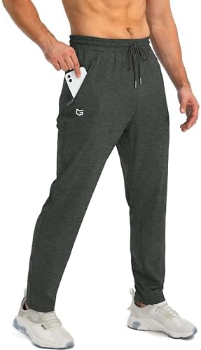 Men's tapered joggers, zip pockets, heathered black
