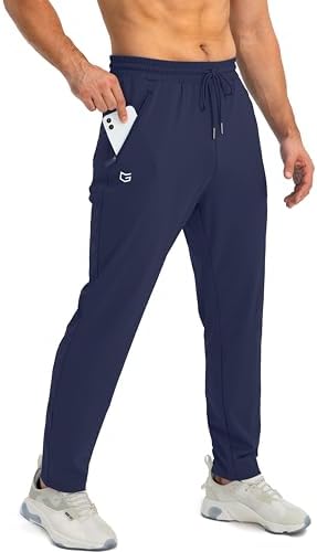 Men's tapered joggers, zip pockets, navy