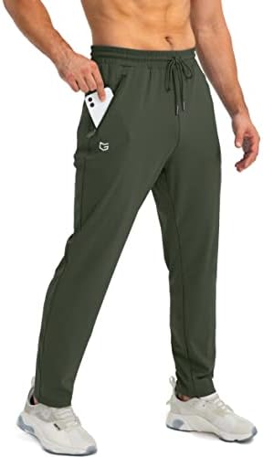 Men's tapered joggers, zip pockets, olive green