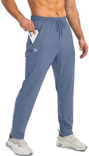 Men's tapered joggers, zip pockets, slate blue