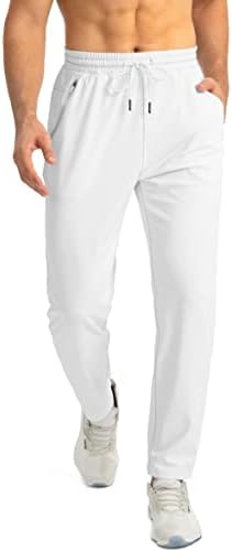 Men's tapered joggers, zip pockets, white