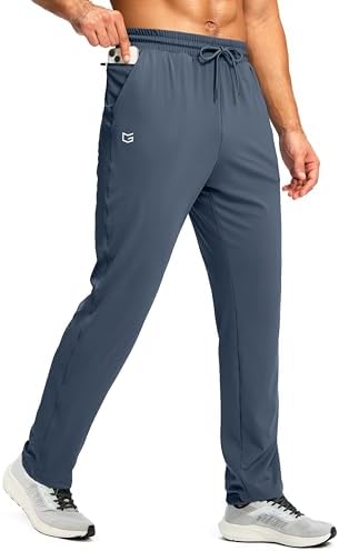 Men's tapered track pants, zip pocket, dusty blue