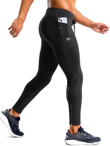 Men's thermal fleece running tights, black