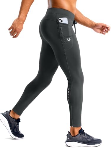 Men's thermal fleece running tights, dark grey