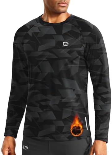 Men's thermal long sleeve tee, black graphic