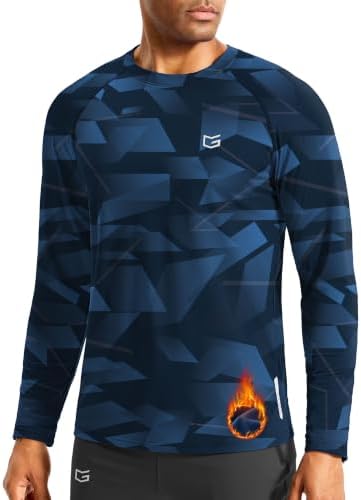 Men's thermal long sleeve tee, blue graphic
