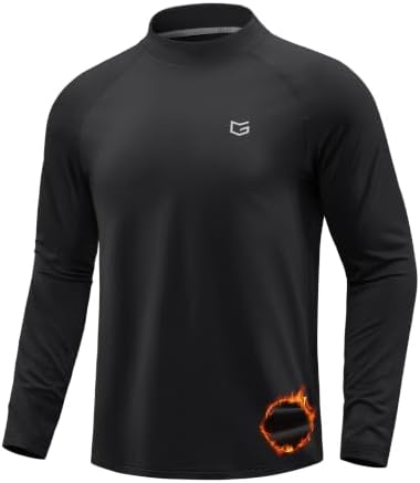 Men's thermal mock turtleneck, black