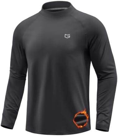 Men's thermal mock turtleneck, dark grey
