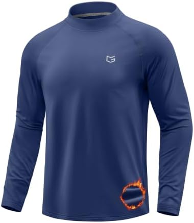 Men's thermal mock turtleneck, deep blue