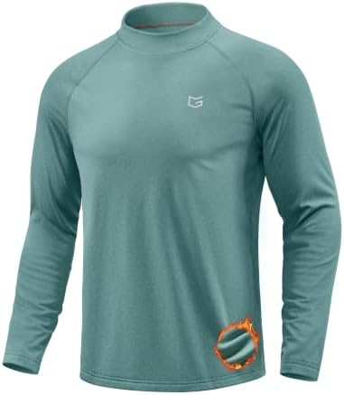 Men's thermal mock turtleneck, heather beryl green