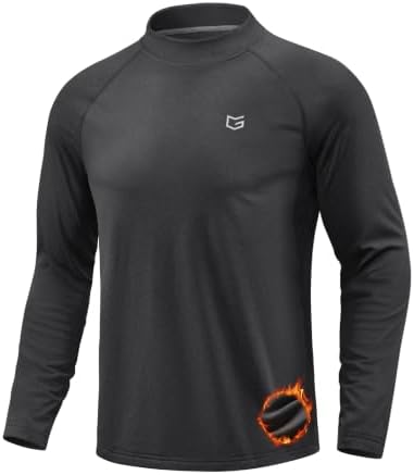 Men's thermal mock turtleneck, heather black